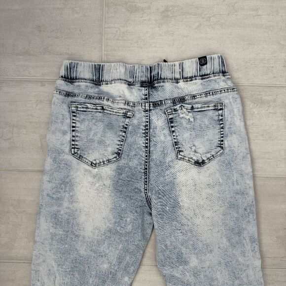 Elite Jeans Skinny Distressed Elastic Waistband Pockets High Rise Acid Wash XL - Picture 9 of 9